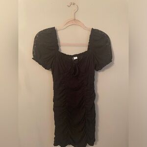 Black H and M short ruched dress